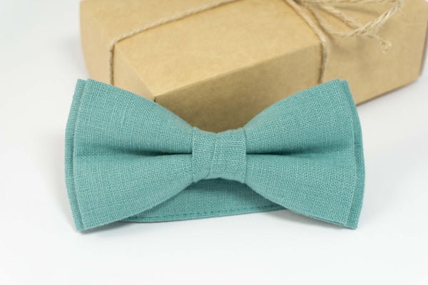 Sea green bow tie for weddings | Sea green bow tie or necktie for boys or adults ! 100% linen bow ties