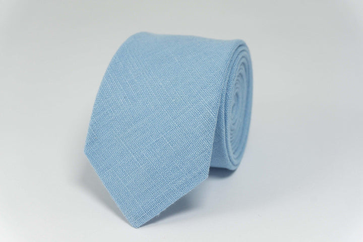 Sky Blue Necktie | Linen Wedding Tie for Men