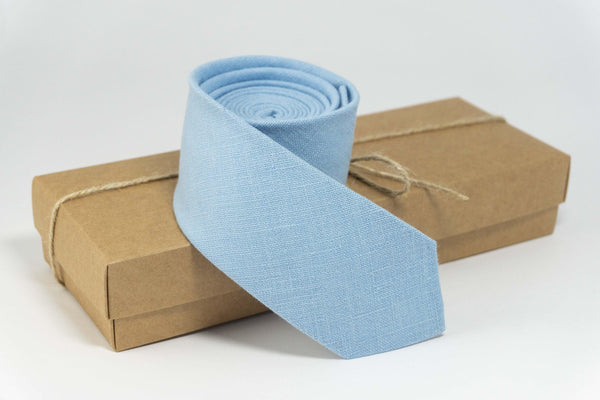 Sky Blue Necktie | Linen Wedding Tie for Men