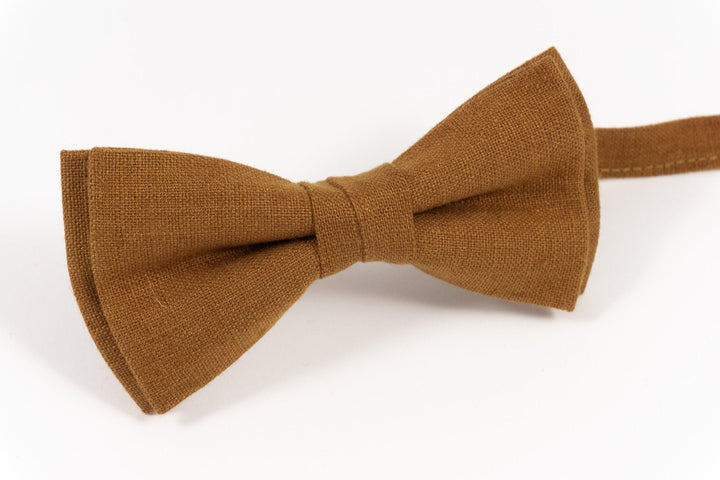Solid Cinnamon Men's Pre-Tied Linen Bow Tie Packed in GIFT box