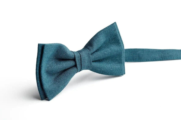 Teal Adjustable Linen Bow Tie - Perfect Accessory for Wedding Parties