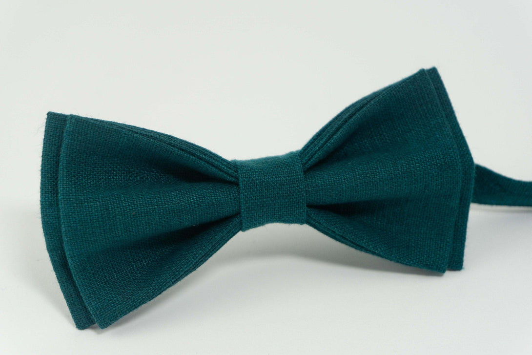 Teal green classic linen bow tie | wedding bow tie