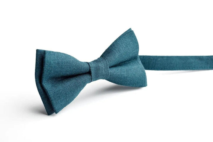 Teal mens pre tied bow ties for weddings, Eco Friendly Pale Purple wedding bow ties - tie for wedding, linen tie