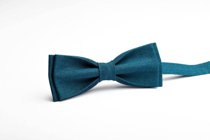 Teal Green Linen Bow Tie - Elegance and Style for Men