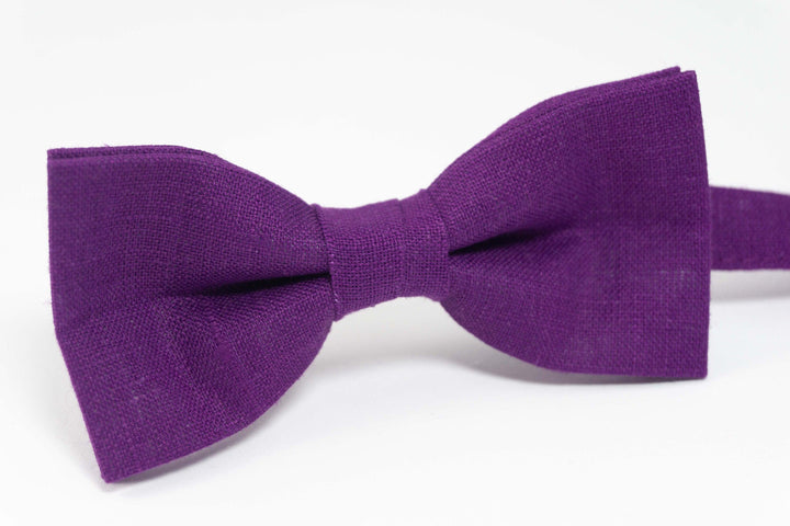 Violet wedding bow tie | Violet linen bow tie for weddings
