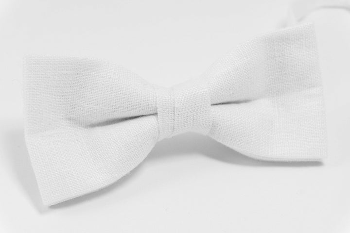 White bow tie | Eco Friendly white Linen bow tie gift for groomsmen