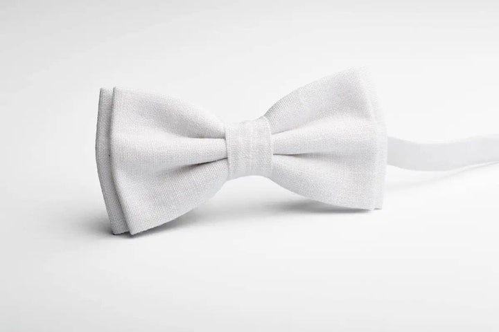White Linen Bow Tie - Classic Accessory for Men & Boys at Weddings