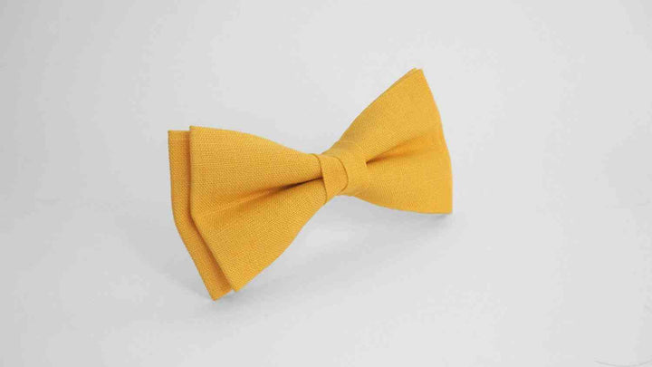 Yellow Linen Bow Tie - Pre-Tied & Free-Style Accessory for Men at Weddings