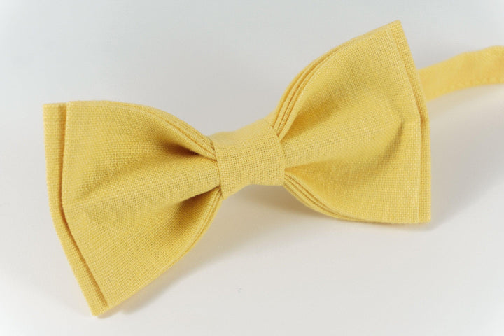 YELLOW bow ties for men | Yellow eco-friendly linen bow ties for ring bearer boys