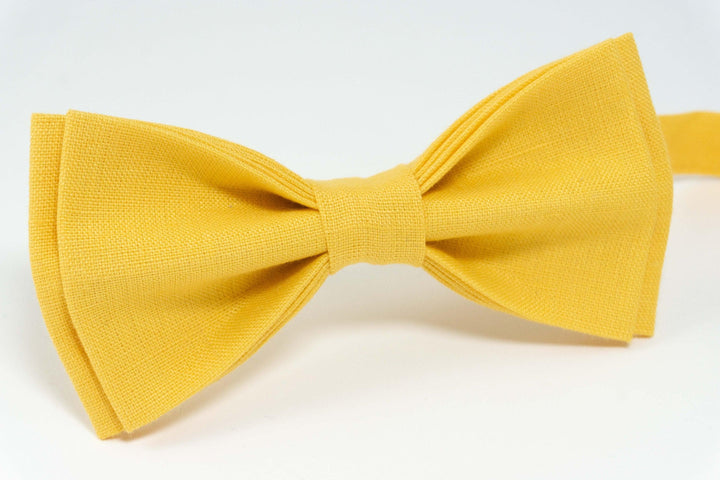 Yellow color bow tie | Yellow linen bow tie