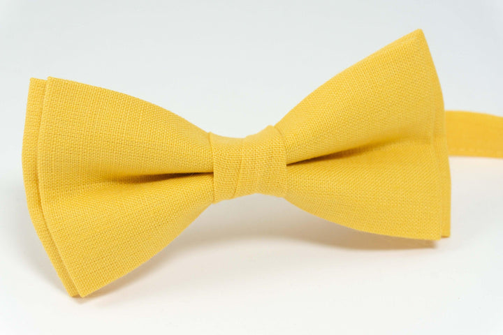 Yellow color linen bow tie | Yellow color best mens ties