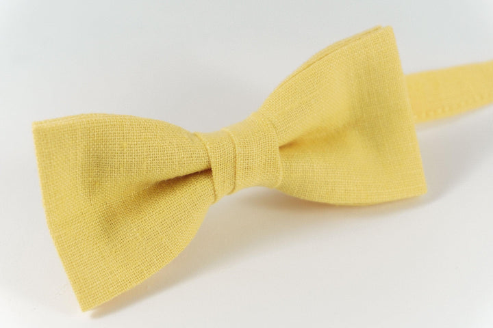 YELLOW color wedding bow tie | Yellow linen groomsmen bow ties for summer weddings