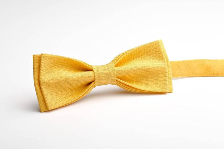 Stylish Yellow Men's Wedding Bow Ties - Eco-Friendly Linen Collection