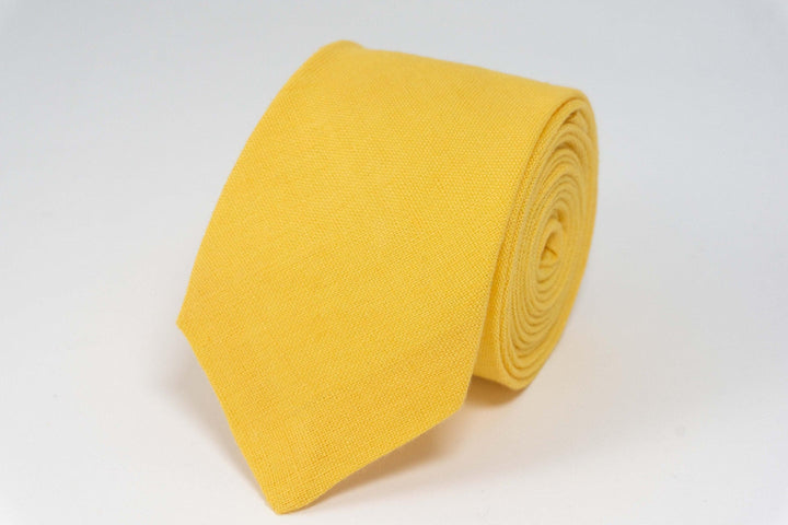 Yellow Wedding Necktie | 100% Natural Linen Regular Tie for Special Occasions
